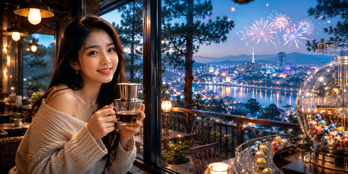 Người dùng Đà Lạt nhâm nhi cà phê và tham gia xổ số trực tuyến buổi sáng