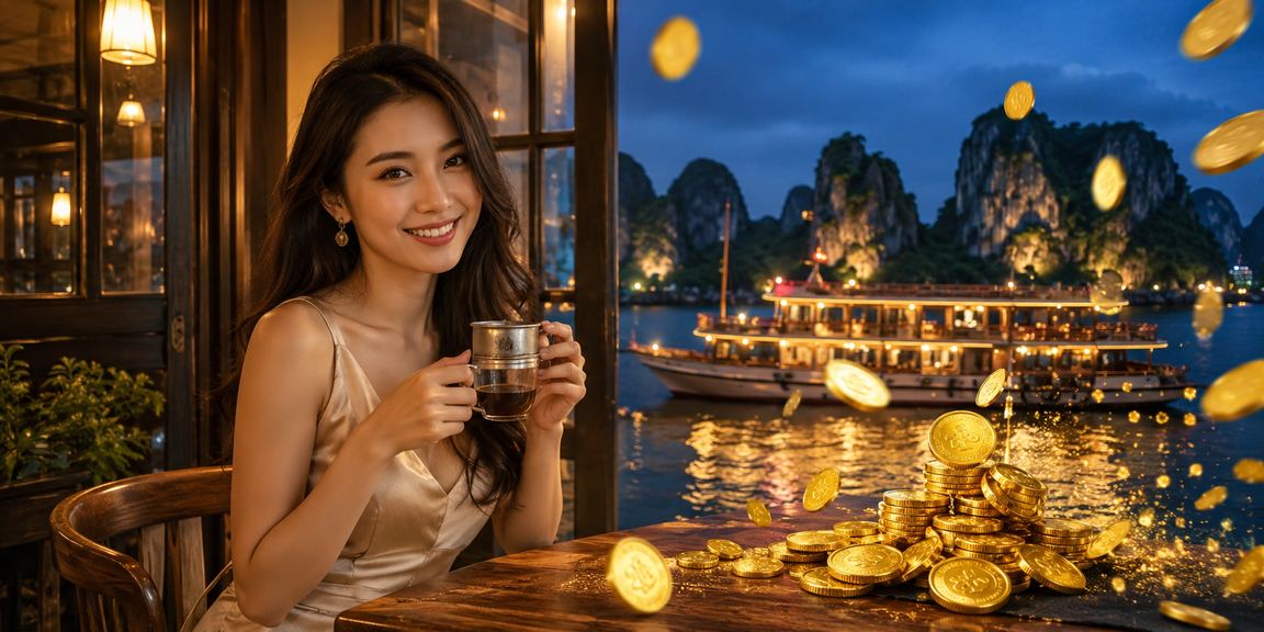 Phong cảnh Vịnh Hạ Long với người dùng đăng ký nhận thưởng trên điện thoại