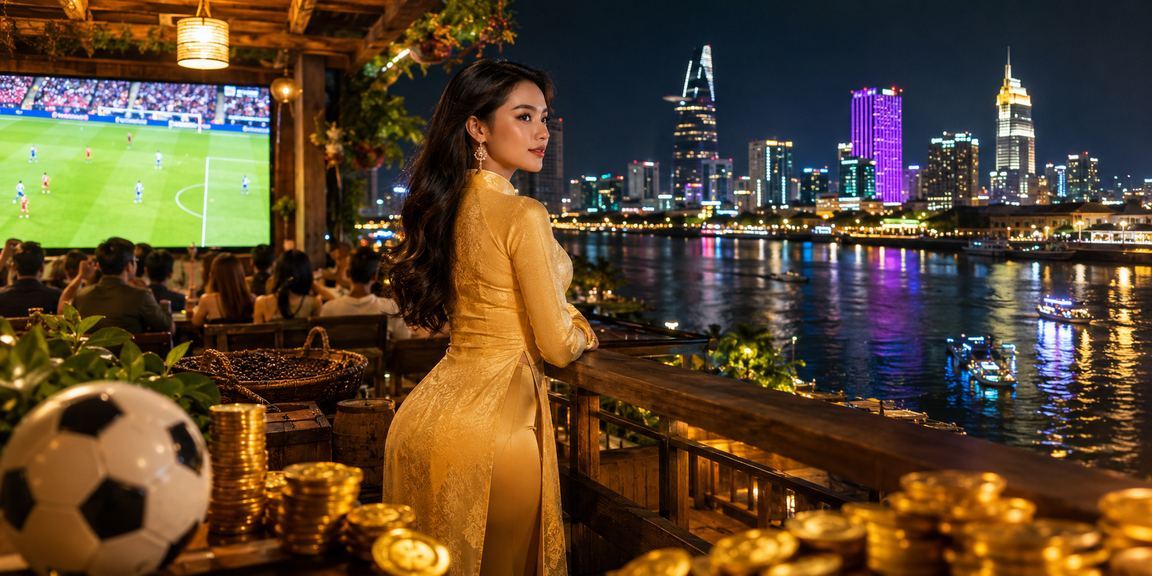 Người dùng TP. Hồ Chí Minh trong trang phục áo dài xem phân tích kèo bóng đá